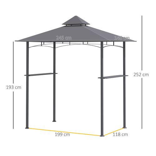2.5M 8ft New Double-Tier BBQ Gazebo Grill Canopy Barbecue Grey