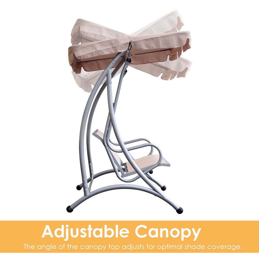 Garden Swing Chair, 3-Seater-Beige. Durable, comfortable, and UV resistant. Perfect for relaxing in your outdoor space.
