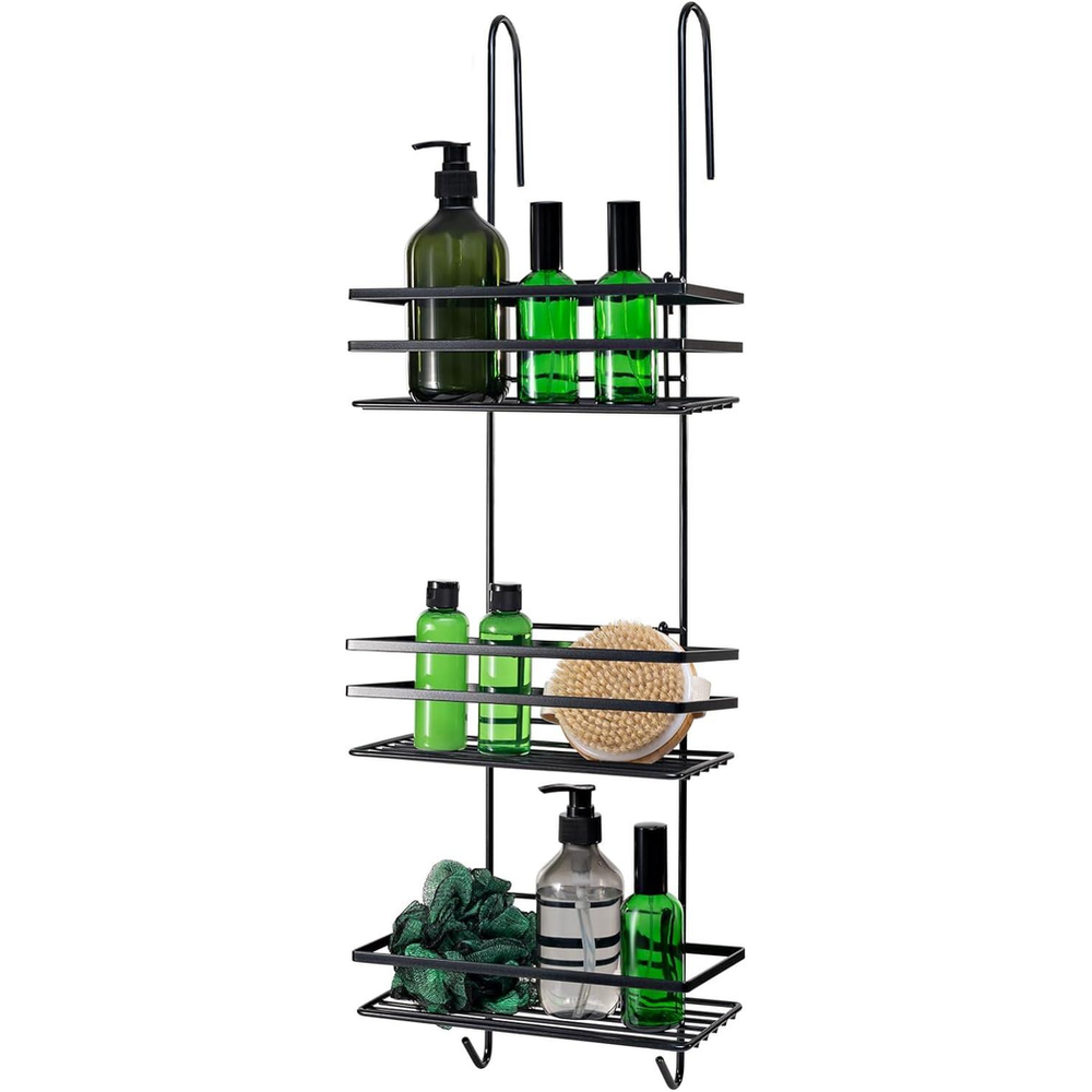 Premium 3-Tier Hanging Shower Caddy in Black - Rust-Proof, Waterproof, Easy to Fit - 2 Year Guarantee