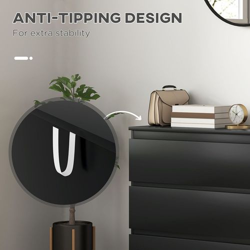 HOMCOM Chest of Drawers, 3 Drawer Storage Cabinet Unit for Bedroom, Black