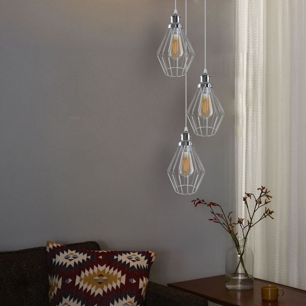 Vintage Chrome Retro Loft Style Ceiling Lamp - E27 Base - Easy Fit - Quality Lighting