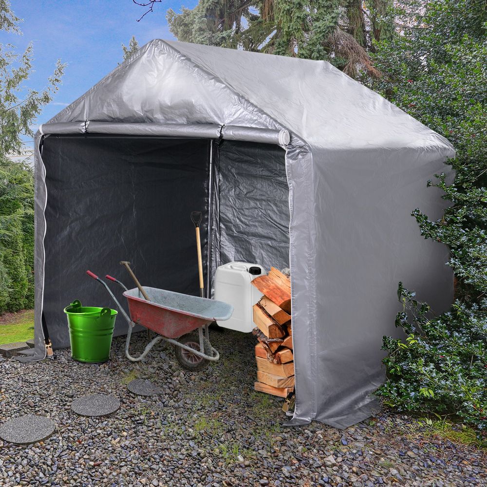 High-Quality 2m x 2m Outdoor Carport Canopy | Galvanized Steel | Waterproof | Grey