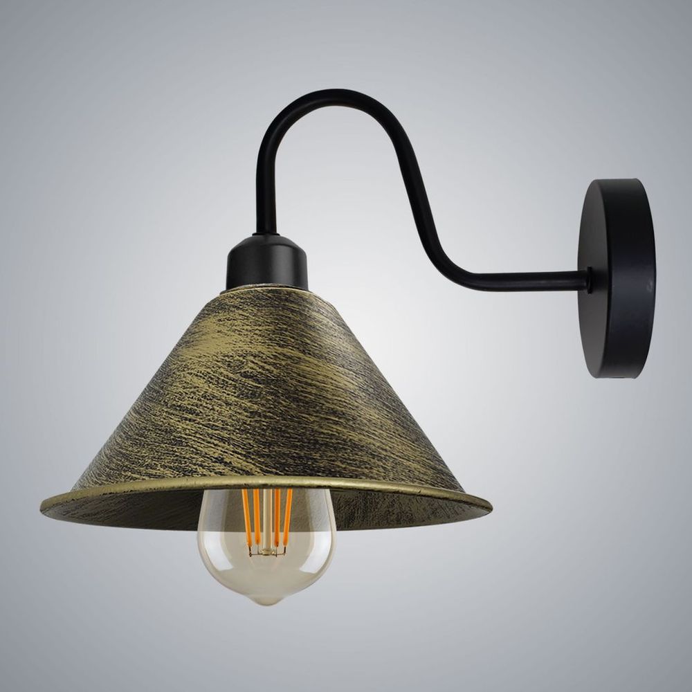 Brushed Brass Vintage Wall Light Fixture - Black Wall Sconce - E27 Base - High-Quality Craftsmanship