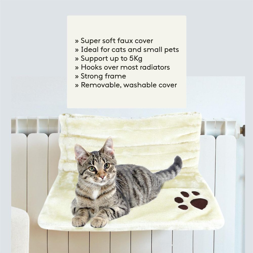 Cat Radiator Bed Classic White - Premium Luxury, Warm & Cozy, Sturdy Metal Frame - Easy Assembly & Washable Cover (5Kg)