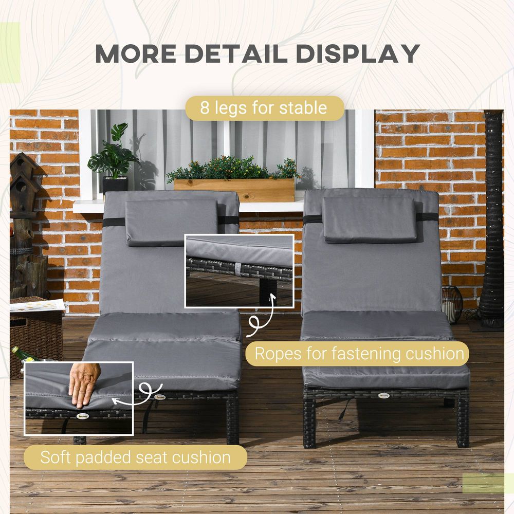 Premium Outsunny Rattan Sun Loungers - Poolside Luxury with Padded Cushion