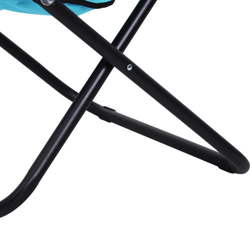 Folding Saucer Moon Chair, 80Lx80Wx75H cm, Metal Frame, 600D Oxford Cloth-Blue