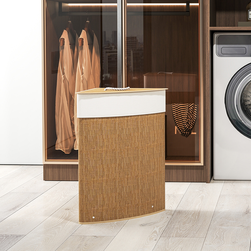 HOMCOM 55L Laundry Hamper with Removable Washable Liner Bag