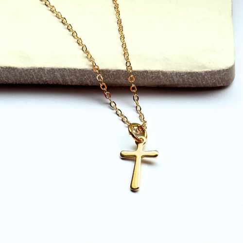 Gold Cross Charm Necklace