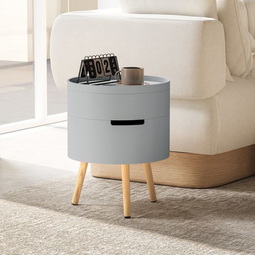 HOMCOM Side Coffee Table End Desk Night Stand w/ Detachable Tray, Grey