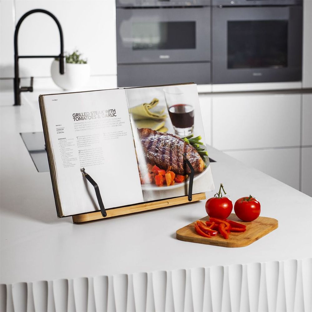 Bamboo Recipe Book Stand | Adjustable & Foldable | Maison & White