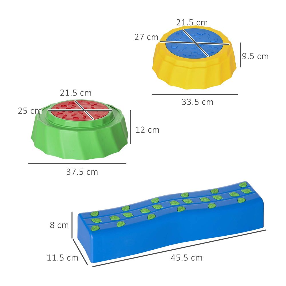 Outsunny 8 PCS Kids Stepping Stones Balance Beam w/Non-Slip Surface and Bottom, Stackable Stepping Stones for Toddler