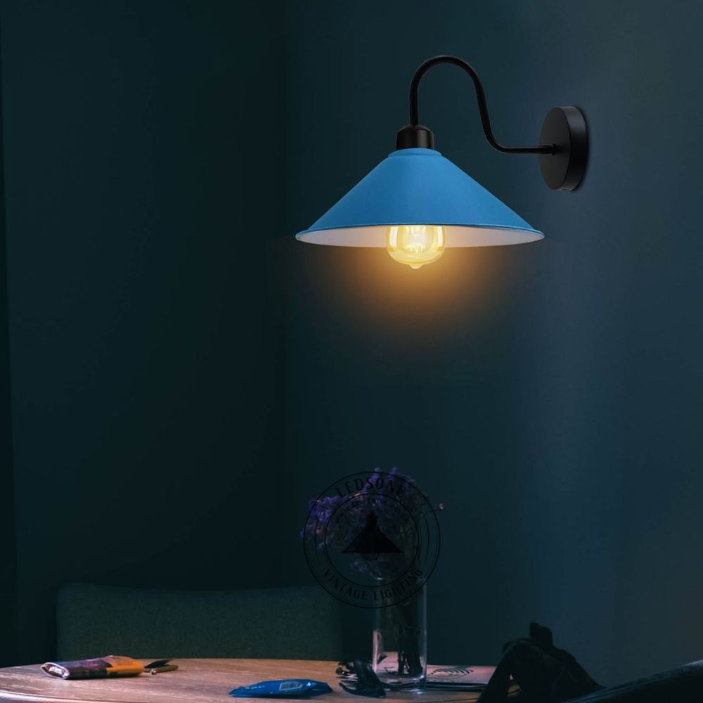 Elegant Blue Wall Light Fixture, E27 Base, Vintage Style, Dimmable, High Quality, 3-Year Warranty