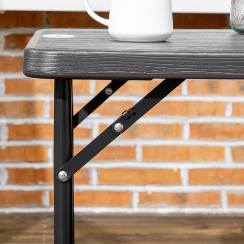 Outsunny Foldable Outdoor Dining Table for 4, Height Adjustable Steel Legs