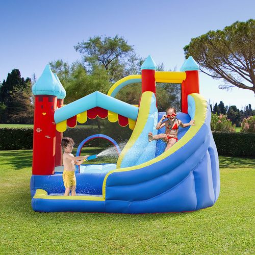 Outsunny 4 In 1 Kids Bouncy Castle, Large Inflatable House w/Trampoline, Slide, Water Pool, Climbing Wall, Includes Blower, Bag, Ages 3-8 Years, 2.9 x 2.7 x 2.3m