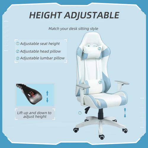 HOMCOM Gaming Chair for Adults Faux Leather Computer Chair w/ 3D Armrests Pink