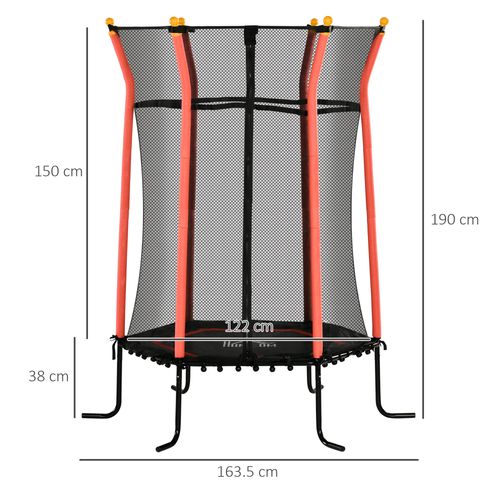 HOMCOM 5.4FT Kids Trampoline With Enclosure Indoor Outdoor for 3-10 Years Red