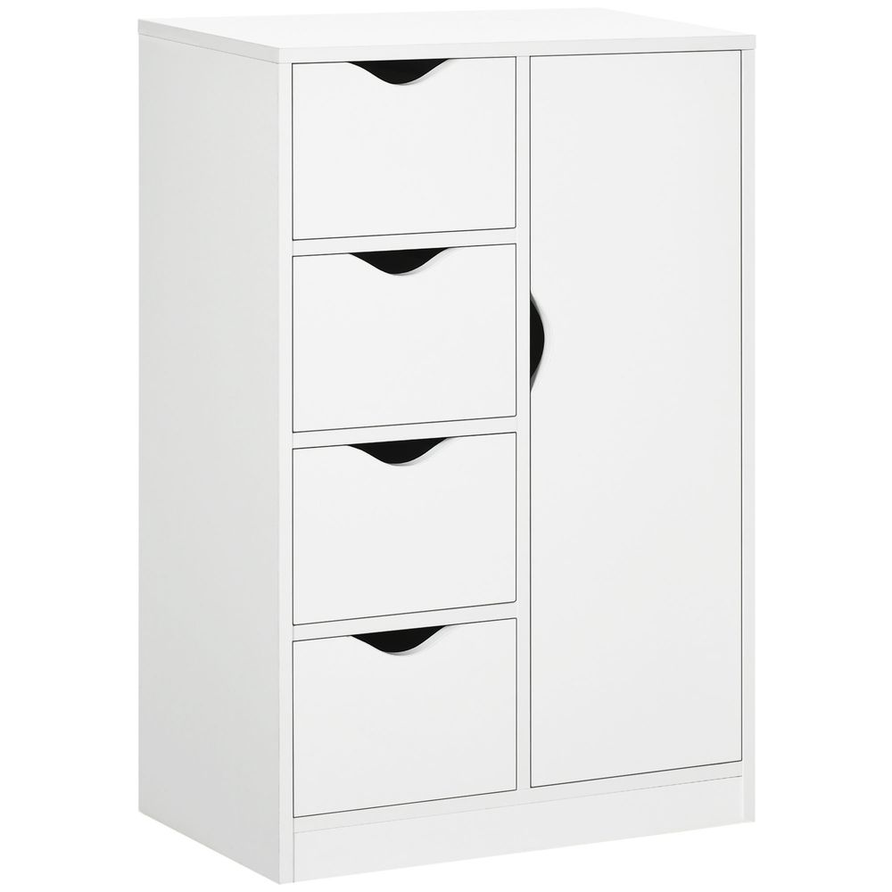 Modern Storage Cabinet Organizer with 4 Drawers and 1 Shelf, White