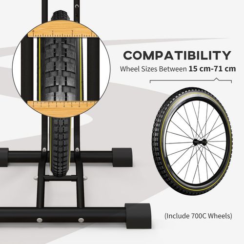 SPORTNOW Vertical & Horizontal Bike Rack Fits 6"-28" and 700c Bikes, Black