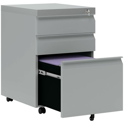 Vinsetto 3 Drawer File Cabinet, Lockable Metal Filling Cabinet