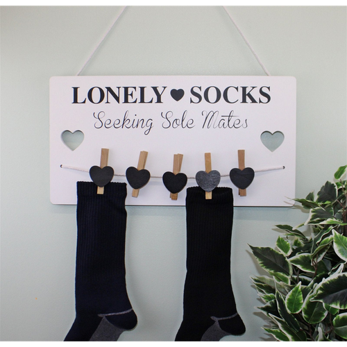 Hanging Lonely Sock Plaque 40x21cm