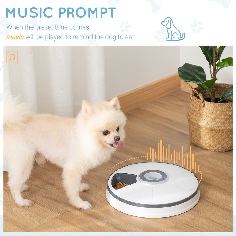 PawHut Automatic Pet Dog Cat Feeder w/Digital Timer Six-Meal Food Dispenser