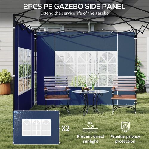 Outsunny Gazebo Side Panels for 3x3(m) or 3x6m Gazebo Canopy, 2 Pack, Blue
