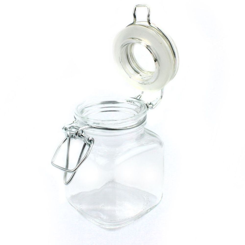 Premium Vintage Glass Spice Jars - Set of 12 | Airtight Metal Clip Top | Label and Chalk Pen Included
