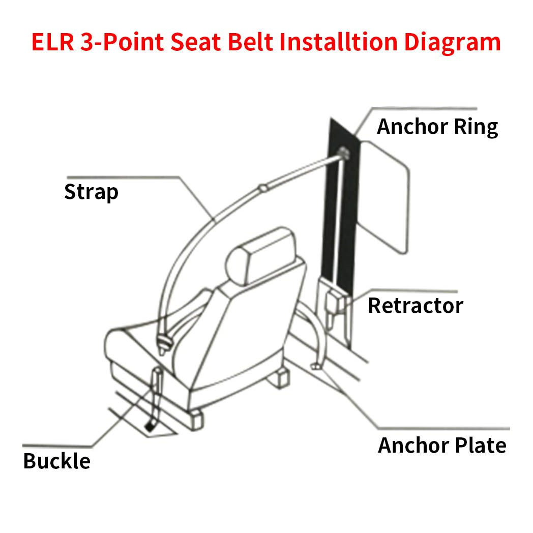 Retractable Adjustable Shoulder Seat Belt Universal 3 Point Safety Belts