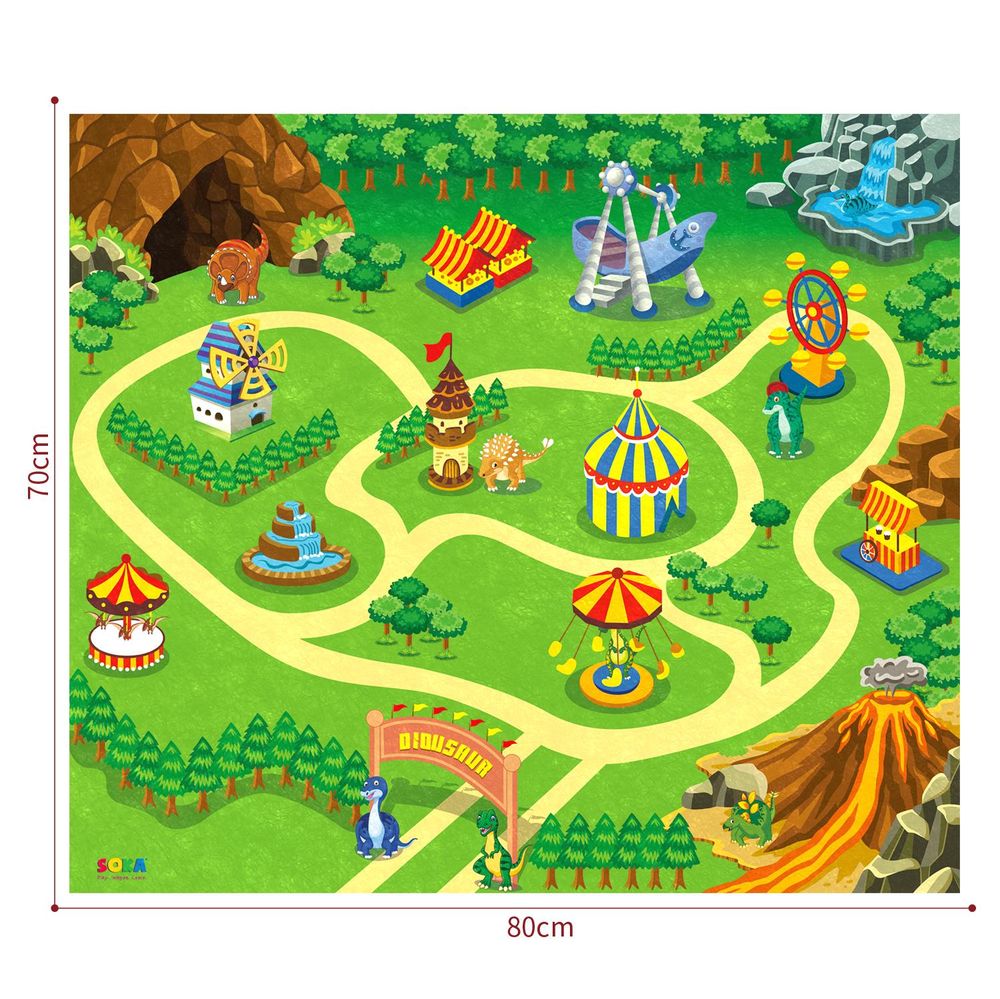 SOKA Dinosaur Toy Figure Set with Activity Play Mat Playmat & Trees For Kids Children - Realistic Dinosaur Toys Educational Playset for Boys & Girls Including T-Rex, Triceratops, Velociraptor