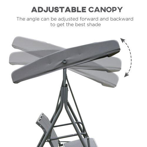 3 Seater Garden Swing Chair Grey Hammock Canopy Patio Outdoor Bench