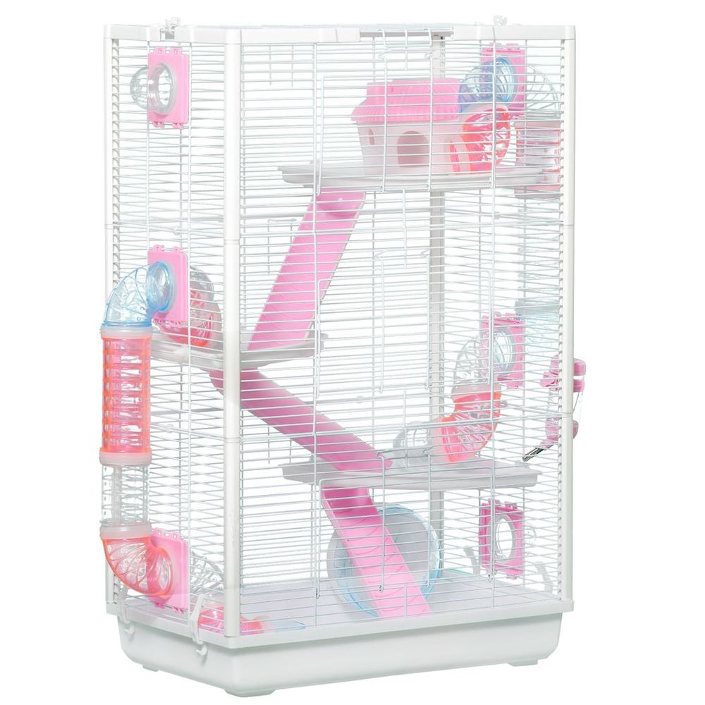 PawHut Hamster Cage - Tubes, Gerbilarium w/ Detachable Bottom, Ramps