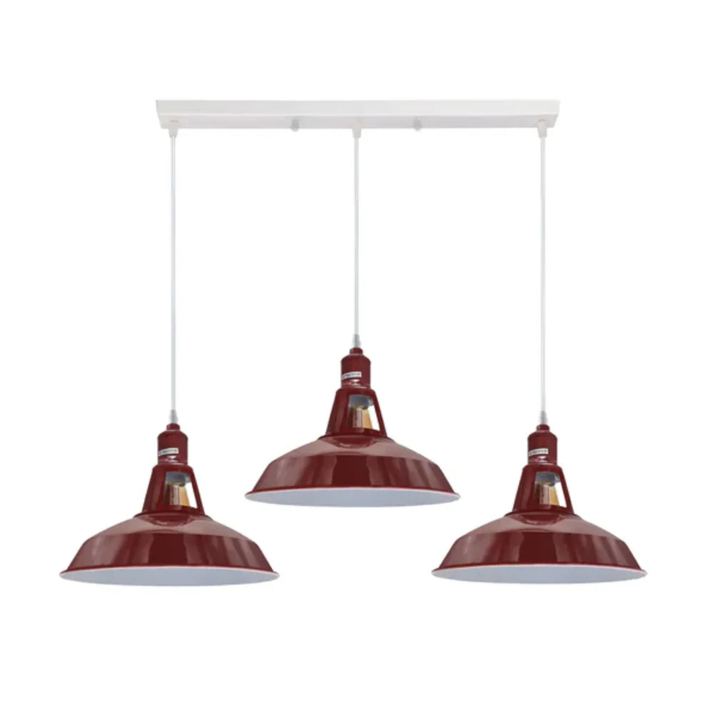 Industrial Vintage Loft Kitchen Bar 3 Lights Fittings Ceiling Lights Chandelier Barn-slotted Metal Light Shade
