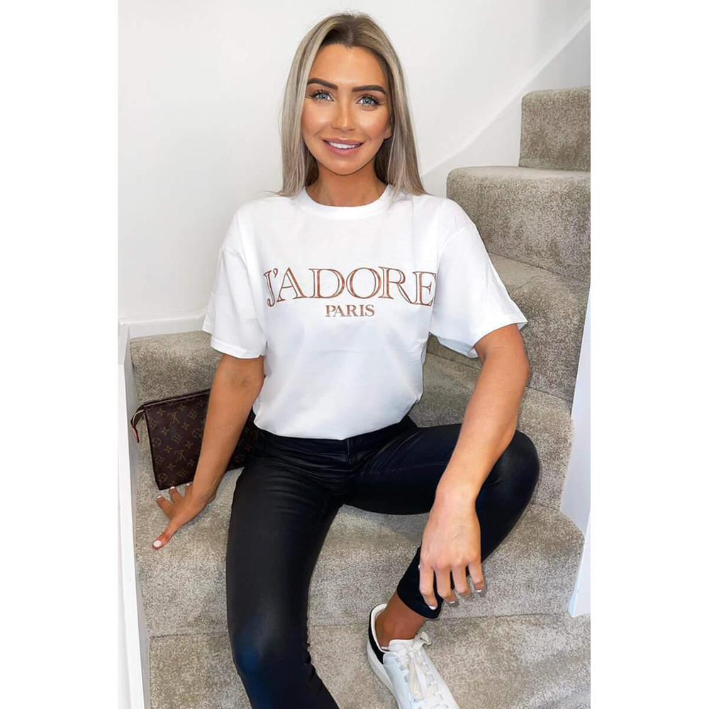 Ladies Oversized J' Adore Paris Short Sleeves T Shirt Top