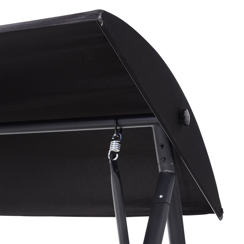 Luxury 3-Seater Rattan Garden Swing Chair in Black - Weatherproof, UV Resistant, Adjustable Sunroof - High Quality & Easy Assembly