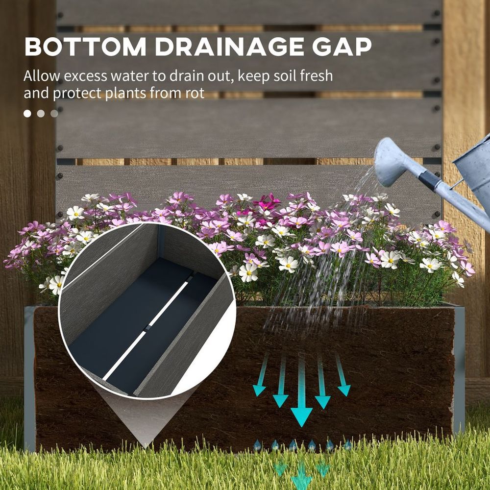 Outsunny Raised Garden Bed w/ Trellis, Drainage Hole - Grey. Durable, Spacious, Easy Assembly.