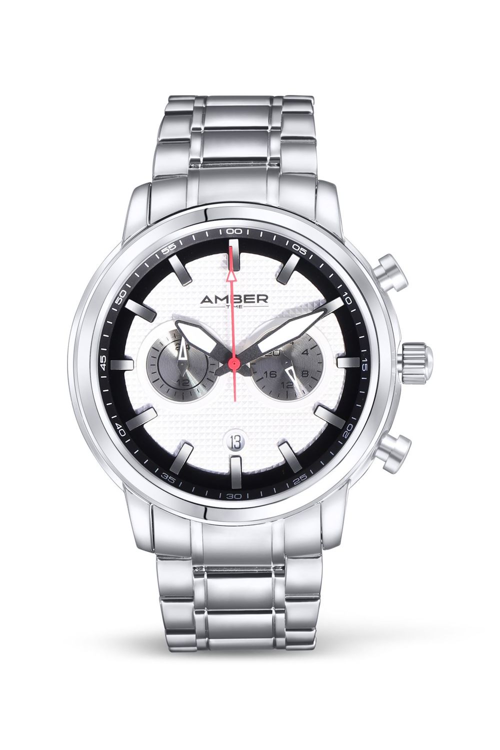 Amber Time Men's Quartz Chronograph Watch Stainless Steel 50m - ATL160810-02WH