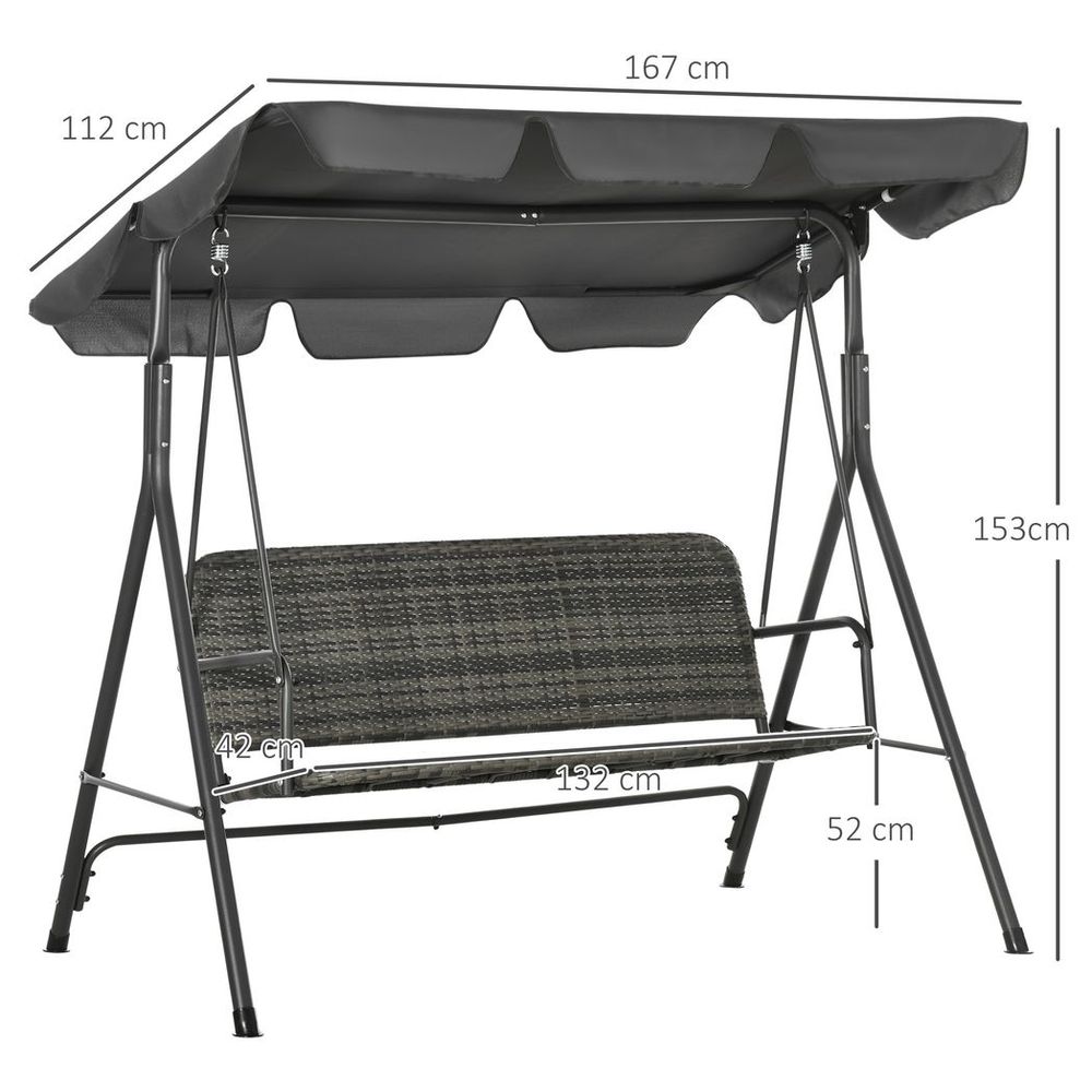 Premium Outsunny 3-person Rattan Swing Chair - Adjustable Canopy, Strong Steel Frame - Best Quality!