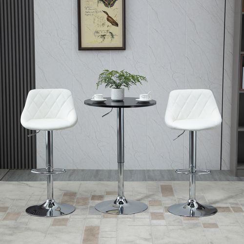 Round Height Adjustable Bar Table Counter Pub Desk Metal Base Black