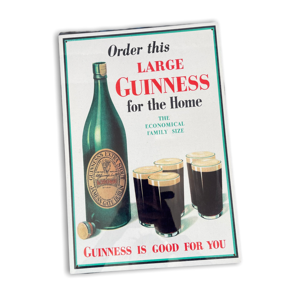 Authentic Vintage Metal Sign - Retro Advertising, Large Guinness - Quality UK-Made - Ideal for Home