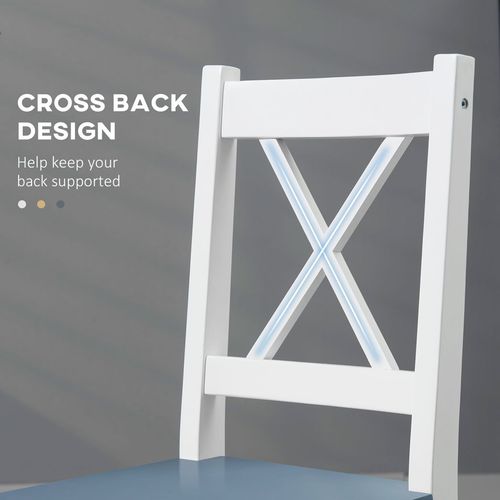 Dining Chairs Set of 2, Pine Wood Frame, Cross Back for Kitchen White