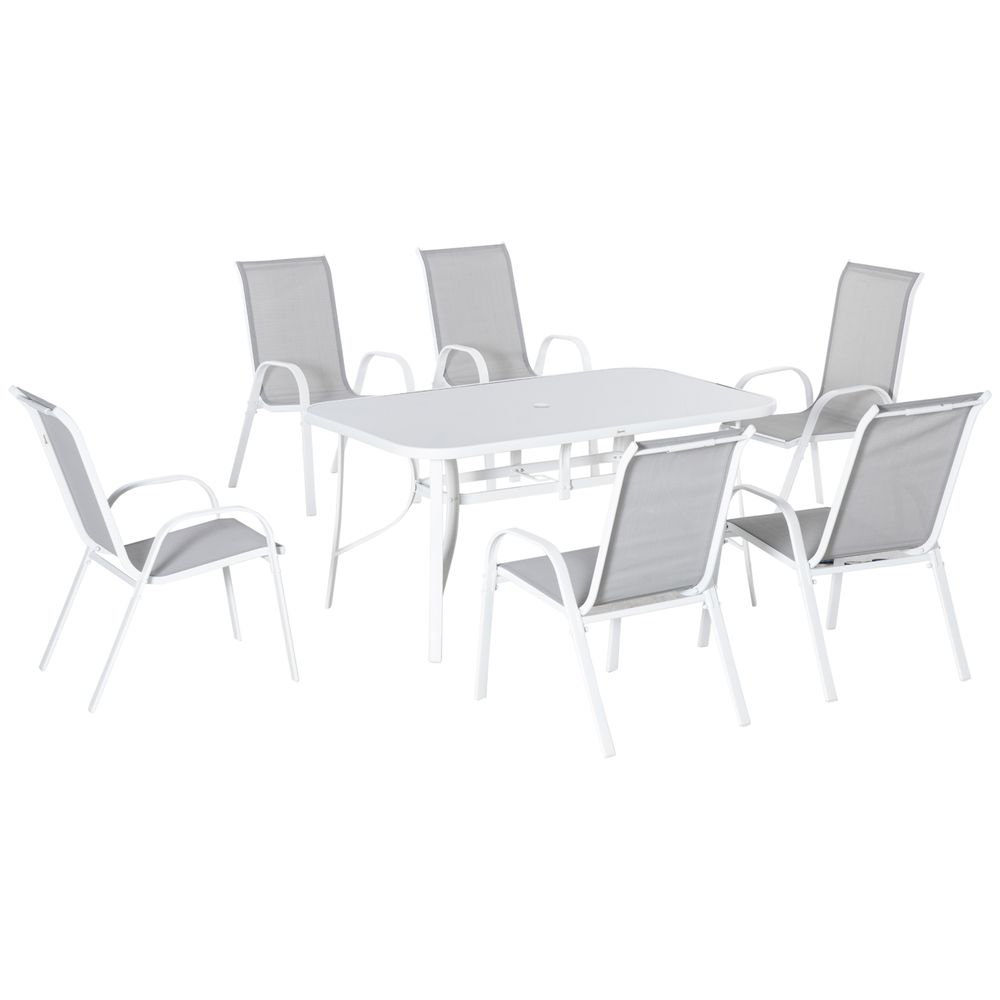 Premium 6 Seater Outdoor Dining Set | Rust-Resistant | Patio Furniture with Umbrella Hole