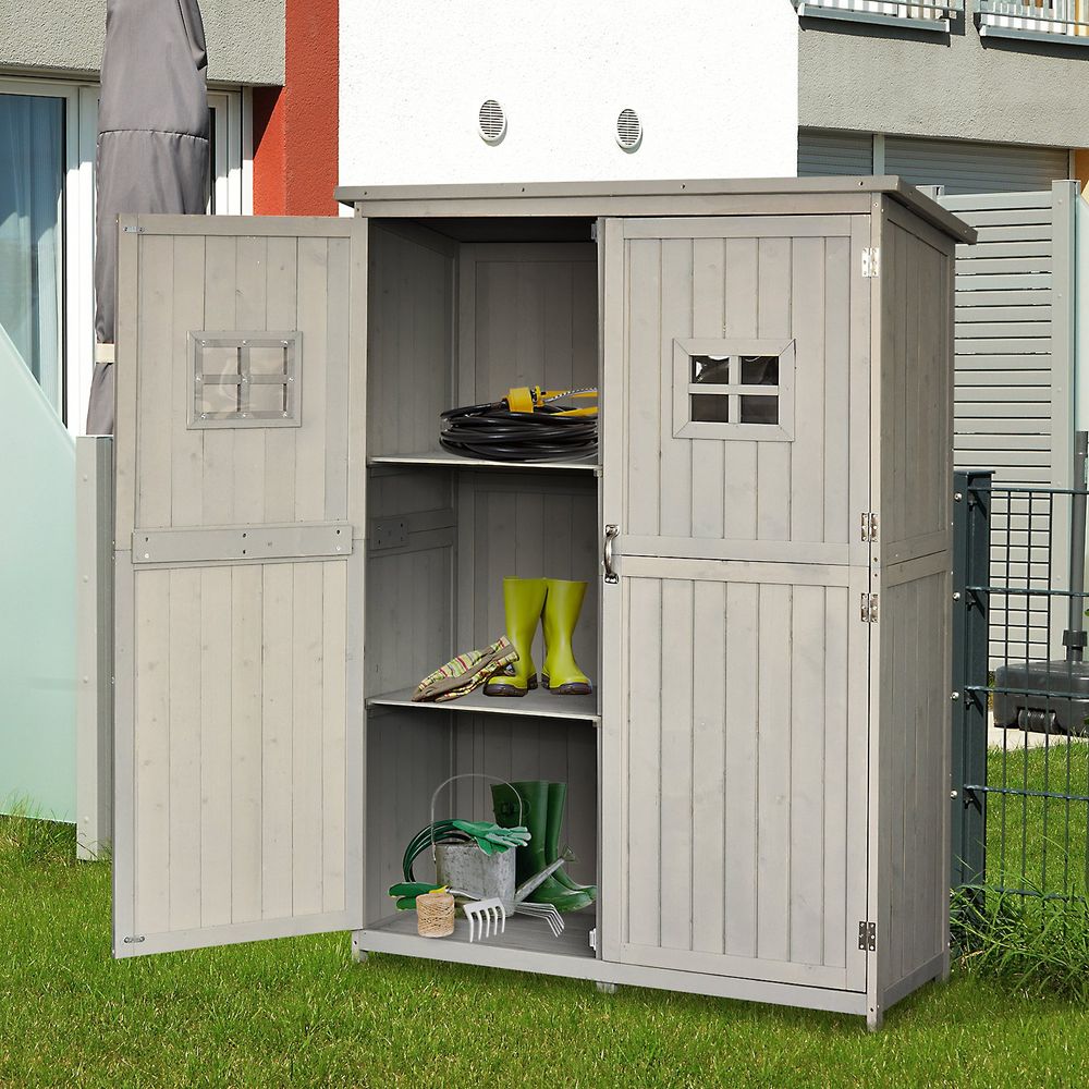 Premium Pine Wood Garden Shed with Double Doors - 127.5Lx50Wx164H cm - Waterproof & Spacious Storage Solution