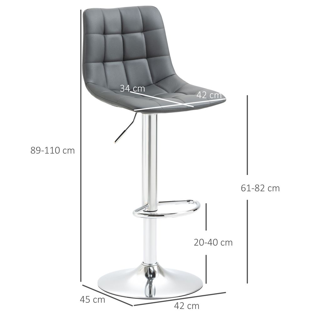 Premium Grey Swivel Stools - Set of 2, Adjustable Height, Comfortable Footrest