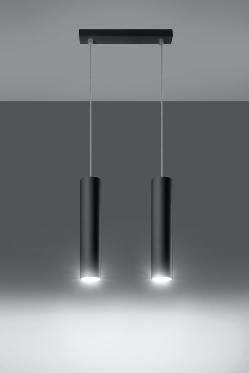 Pendant lamp LAGOS 2 Black Round Tube Shape Modern Loft Design LED GU10