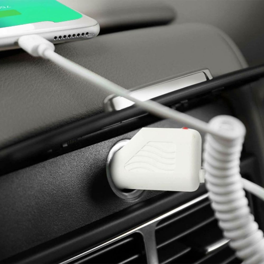 FX Car Charger, 650mAh - White: Charge On The Go, Safe and Compact Design