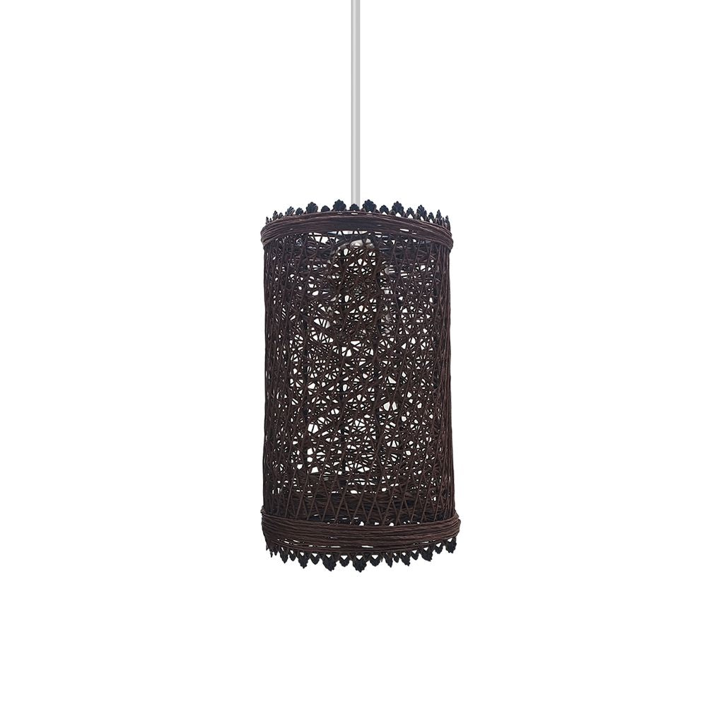 Retro Vintage Rattan Style Lampshade - Easy Fit, 1cm Hole, E27 Base - High-Quality Barrel Cage Design - Perfect for Any Room