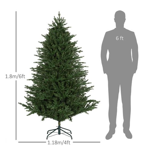 HOMCOM 1.8m Prelit Artificial Christmas Tree w/ Lights for Party Decoration