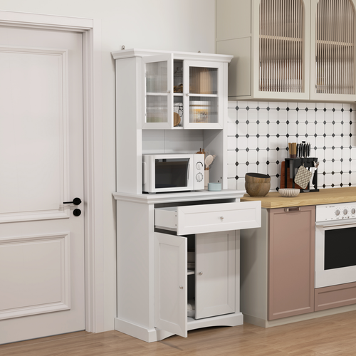 HOMCOM Kitchen Cupboard Storage Cabinet with Drawer, Doors and Shelves, White