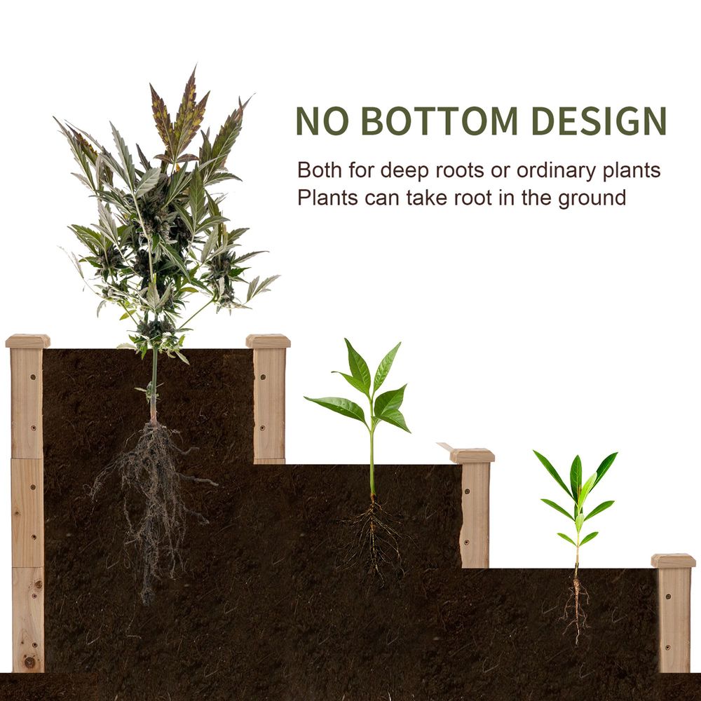 Premium Wooden 3-Tier Raised Bed Planter Kit | 124x124x56cm