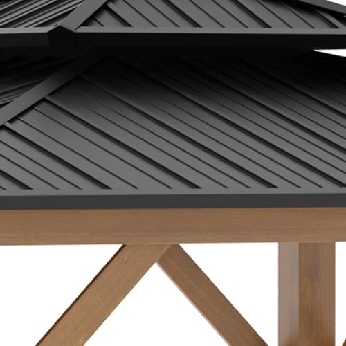 3.5 x 3.5m Aluminium Hardtop Gazebo Canopy 2-Tier Roof Grey